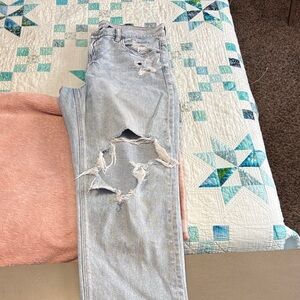 American Eagle Outfitters Light Wash Distressed Straight Leg Jeans